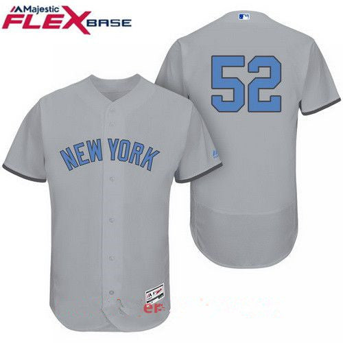 Mens New York Yankees 52 Cc Sabathia Gray With Baby Blue Fathers Day Stitched Mlb Majestic Flex Base Jersey