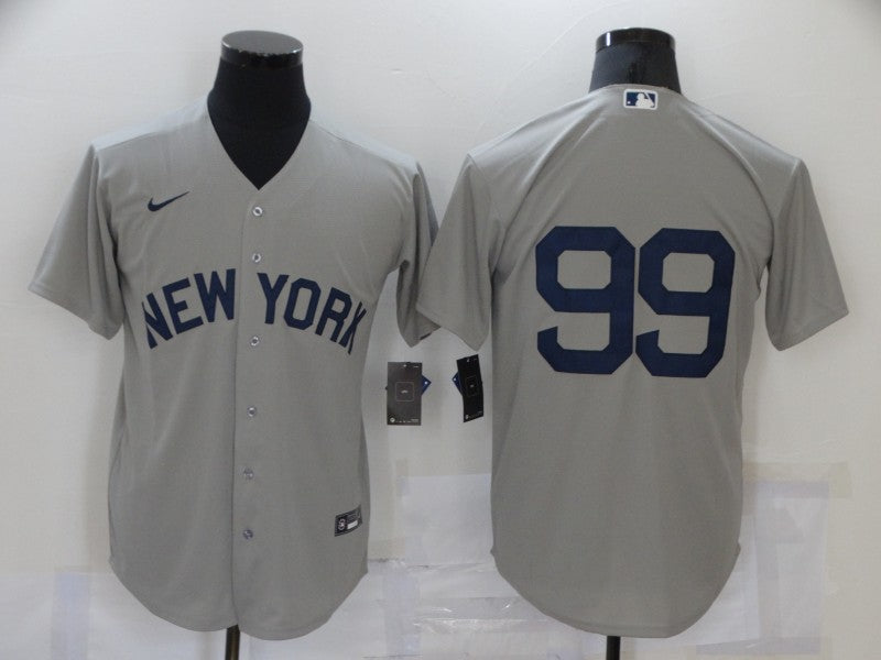 Mens New York Yankees 99 Aaron Judge 2021 Grey Field Of Dreams Cool Base Stitched Baseball Jersey
