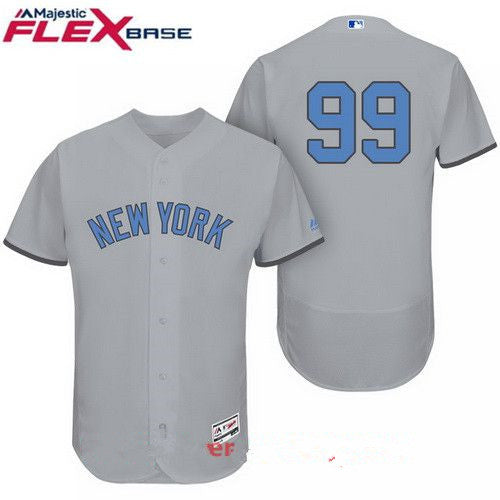 Mens New York Yankees 99 Aaron Judge Gray With Baby Blue Fathers Day Stitched Mlb Majestic Flex Base Jersey