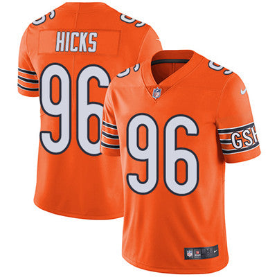 Mens Nike Chicago Bears 96 Akiem Hicks Orange Stitched Nfl Limited Rush Jersey