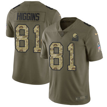 Mens Nike Cleveland Browns 81 Rashard Higgins Limited Olive Gold Salute To Service Nfl Jersey