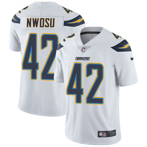 Mens Nike Los Angeles Chargers 42 Uchenna Nwosu White Stitched Nfl Vapor Untouchable Limited Jersey