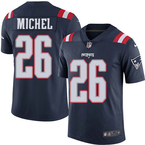Mens Nike New England Patriots 26 Sony Michel Navy Blue Stitched Nfl Limited Rush Jersey