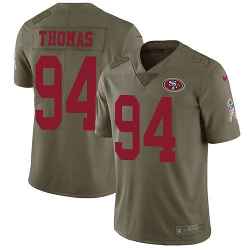 Mens Nike San Francisco 49ers 94 Solomon Thomas Olive 2017 Salute To Service Nfl Limited Stitched Jersey