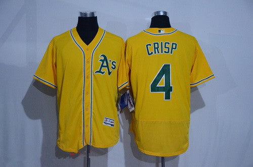 Mens Oakland Athletics 4 Coco Crisp Yellow 2016 Flex Base Majestic Stitched Mlb Jersey