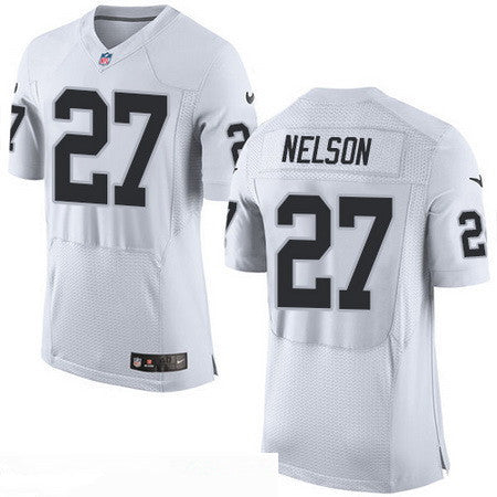 Mens Oakland Raiders 27 Reggie Nelson New White Road Stitched Nfl Nike Elite Jersey