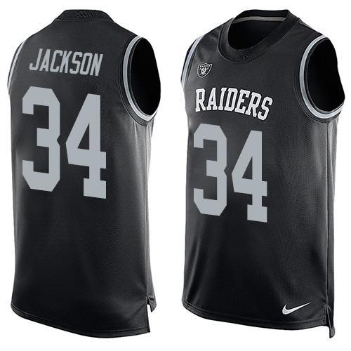 Mens Oakland Raiders 34 Bo Jackson Nike Black Printed Player Name Number Tank Top