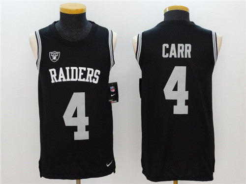 Mens Oakland Raiders 4 Derek Carr Black Color Rush 2017 Vest Stitched Nfl Nike Tank Top Jersey