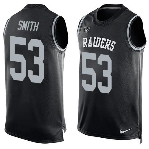 Mens Oakland Raiders 53 Malcolm Smith Nike Black Printed Player Name Number Tank Top