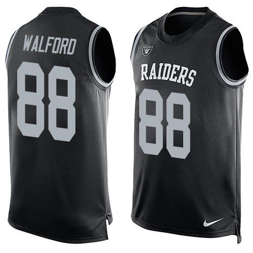 Mens Oakland Raiders 88 Clive Walford Nike Black Printed Player Name Number Tank Top