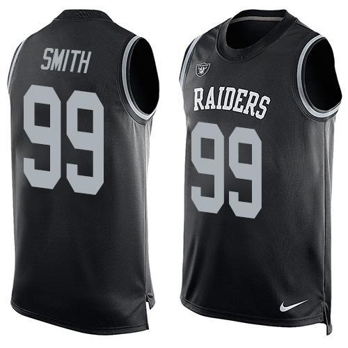 Mens Oakland Raiders 99 Aldon Smith Nike Black Printed Player Name Number Tank Top