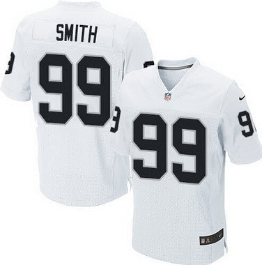 Mens Oakland Raiders 99 Aldon Smith White Road Nfl Nike Elite Jersey