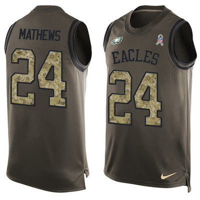 Mens Philadelphia Eagles 24 Ryan Mathews Green Salute To Service Hot Pressing Player Name Number Nike Nfl Tank Top Jersey
