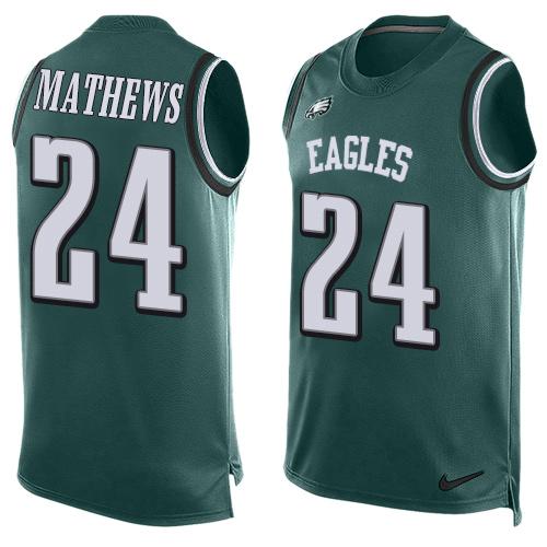 Mens Philadelphia Eagles 24 Ryan Mathews Midnight Green Hot Pressing Player Name Number Nike Nfl Tank Top Jersey