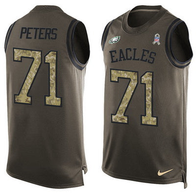 Mens Philadelphia Eagles 71 Jason Peters Green Salute To Service Hot Pressing Player Name Number Nike Nfl Tank Top Jersey