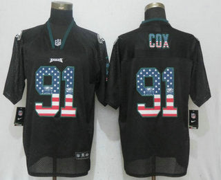 Mens Philadelphia Eagles 91 Fletcher Cox Black Usa Flag Fashion Stitched Nfl Nike Elite Jersey