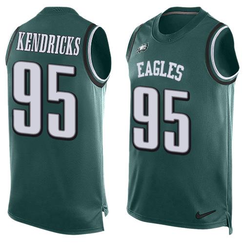 Mens Philadelphia Eagles 95 Mychal Kendricks Midnight Green Hot Pressing Player Name Number Nike Nfl Tank Top Jersey