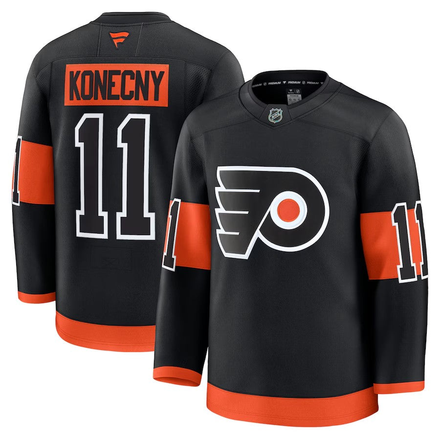 Men's Philadelphia Flyers #11 Travis Konecny Alternate Premium Jersey Black