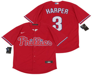 Mens Philadelphia Phillies 3 Bryce Harper Red Stitched Mlb Cool Base Nike Jersey