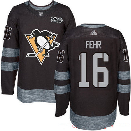 Mens Pittsburgh Penguins 16 Eric Fehr Black 100th Anniversary Stitched Nhl 2017 Adidas Hockey Jersey