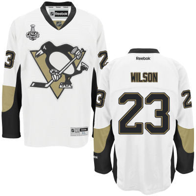 Mens Pittsburgh Penguins 23 Scott Wilson White Road 2017 Stanley Cup Nhl Finals Patch Jersey