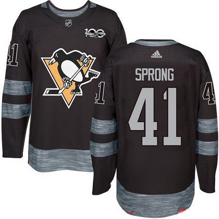 Mens Pittsburgh Penguins 41 Daniel Sprong Black 100th Anniversary Stitched Nhl 2017 Adidas Hockey Jersey