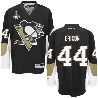 Mens Pittsburgh Penguins 44 Tim Erixon Black Team Color 2017 Stanley Cup Nhl Finals Patch Jersey
