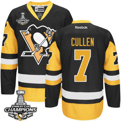 Mens Pittsburgh Penguins 7 Matt Cullen Black Third Jersey 2017 Stanley Cup Champions Patch