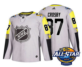 Mens Pittsburgh Penguins 87 Sidney Crosby Grey 2018 Nhl All star Stitched Ice Hockey Jersey