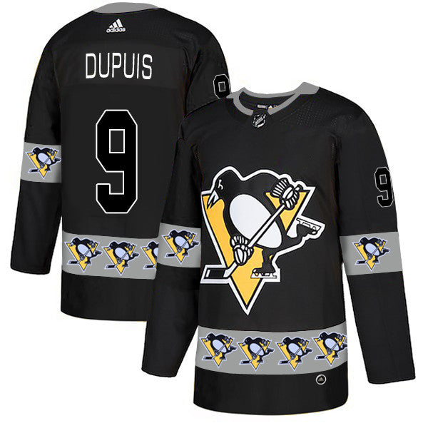 Mens Pittsburgh Penguins 9 Pascal Dupuis Black Team Logos Fashion Adidas Jersey