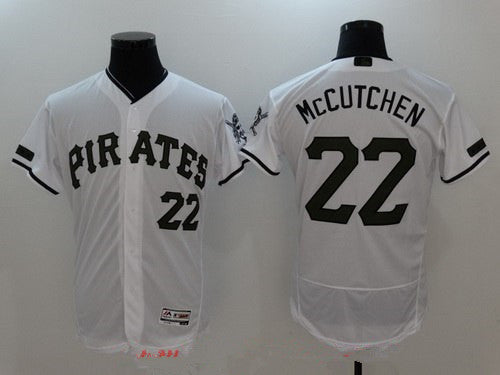 Mens Pittsburgh Pirates 22 Andrew Mccutchen White With Green Memorial Day Stitched Mlb Majestic Flex Base Jersey