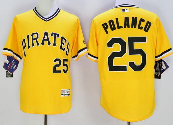 Mens Pittsburgh Pirates 25 Gregory Polanco Yellow Flexbase 2016 Mlb Player Jersey