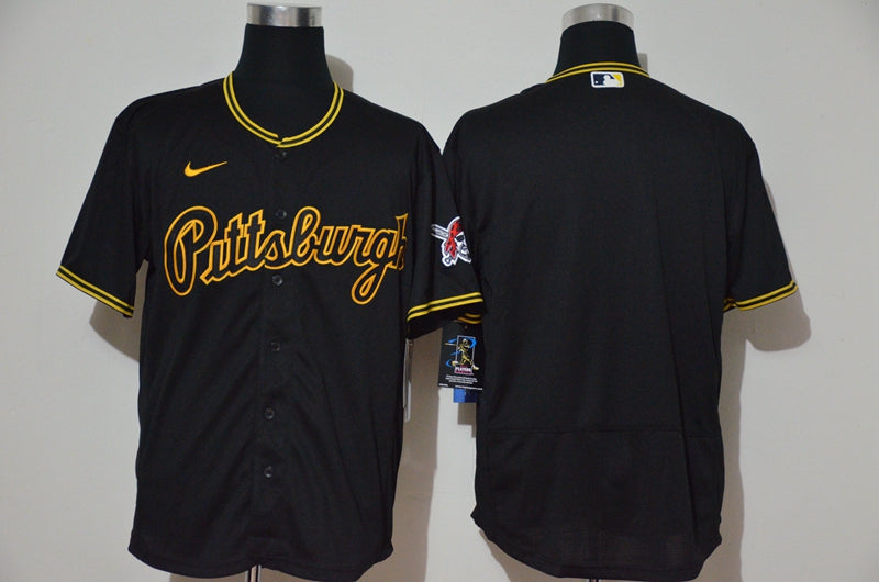 Mens Pittsburgh Pirates Blank Black Pullover Throwback Stitched Mlb Flex Base Nike Jersey