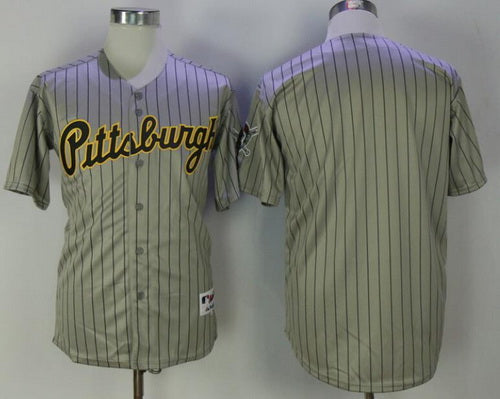 Mens Pittsburgh Pirates Blank Gray Pinstripe 1997 Throwback Turn Back The Clock Mlb Majestic Collection Jersey