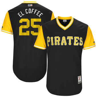Mens Pittsburgh Pirates Gregory Polanco El Coffee Majestic Black 2017 Players Weekend Authentic Jersey