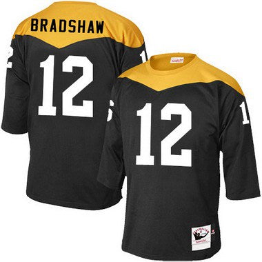 Mens Pittsburgh Steelers 12 Terry Bradshaw Black 1967 Home Throwback Nfl Jersey