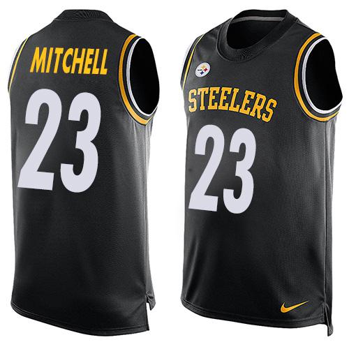 Mens Pittsburgh Steelers 23 Mike Mitchell Black Hot Pressing Player Name Number Nike Nfl Tank Top Jersey
