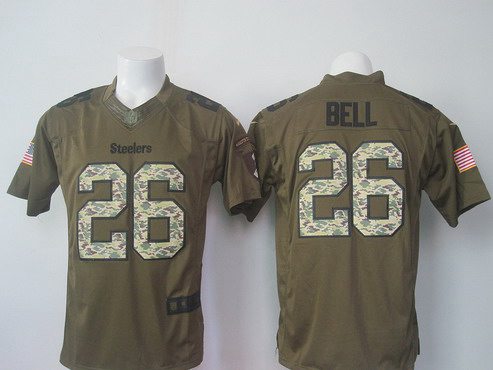 Mens Pittsburgh Steelers 26 Leveon Bell Green Salute To Service 2015 Nfl Nike Limited Jersey