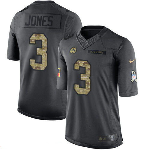 Mens Pittsburgh Steelers 3 Landry Jones Black Anthracite 2016 Salute To Service Stitched Nfl Nike Limited Jersey
