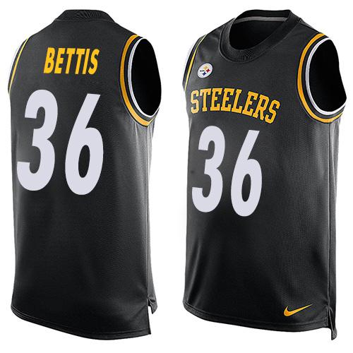 Mens Pittsburgh Steelers 36 Jerome Bettis Black Hot Pressing Player Name Number Nike Nfl Tank Top Jersey