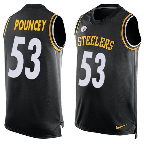Mens Pittsburgh Steelers 53 Maurkice Pouncey Black Hot Pressing Player Name Number Nike Nfl Tank Top Jersey