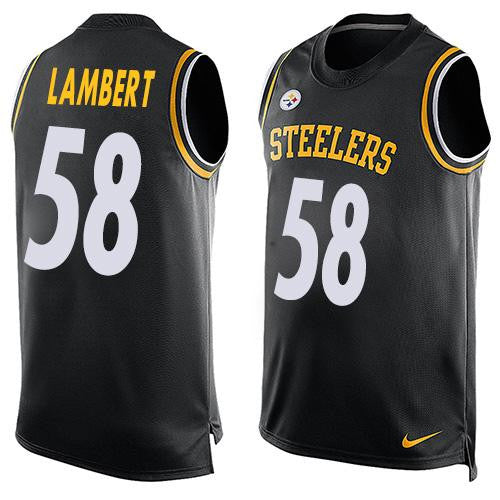 Mens Pittsburgh Steelers 58 Jack Lambert Black Hot Pressing Player Name Number Nike Nfl Tank Top Jersey