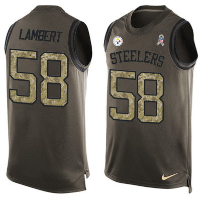 Mens Pittsburgh Steelers 58 Jack Lambert Green Salute To Service Hot Pressing Player Name Number Nike Nfl Tank Top Jersey