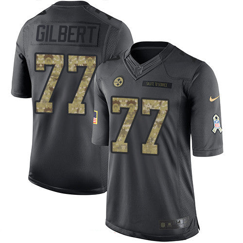 Mens Pittsburgh Steelers 77 Marcus Gilbert Black Anthracite 2016 Salute To Service Stitched Nfl Nike Limited Jersey