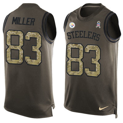 Mens Pittsburgh Steelers 83 Heath Miller Green Salute To Service Hot Pressing Player Name Number Nike Nfl Tank Top Jersey