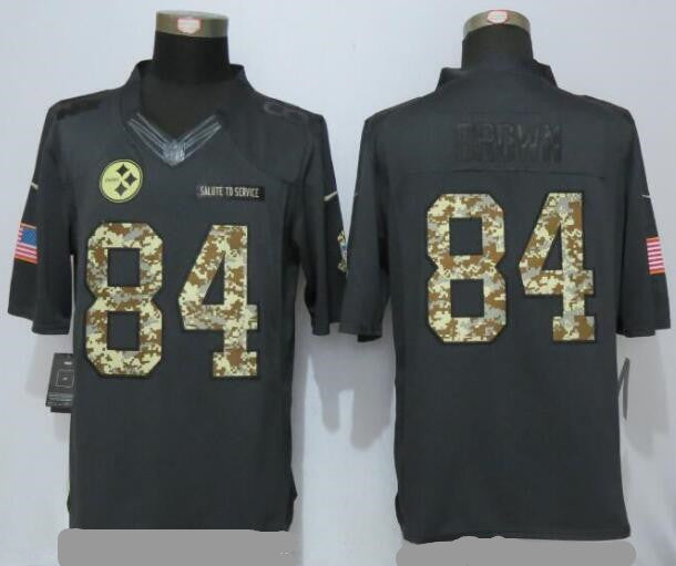 Mens Pittsburgh Steelers 84 Antonio Brown Black Anthracite 2016 Salute To Service Stitched Nfl Nike Limited Jersey