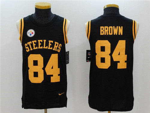 Mens Pittsburgh Steelers 84 Antonio Brown Black Color Rush 2017 Vest Stitched Nfl Nike Tank Top Jersey