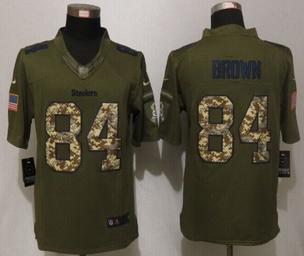 Mens Pittsburgh Steelers 84 Antonio Brown Green Salute To Service 2015 Nfl Nike Limited Jersey