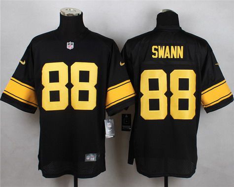 Mens Pittsburgh Steelers 88 Lynn Swann Black With Yellow Retired Player Nike Nfl Elite Jersey