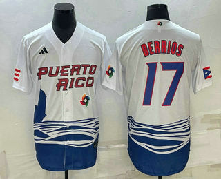Mens Puerto Rico Baseball 17 Jose Berrios 2023 White World Baseball Classic Stitched Jersey